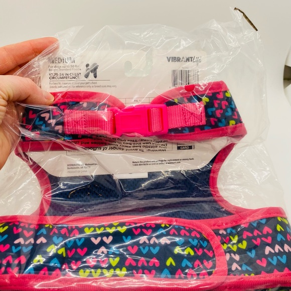 NWT Vibrant Life Harness in Navy with hearts and bow Size Medium - Picture 7 of 8